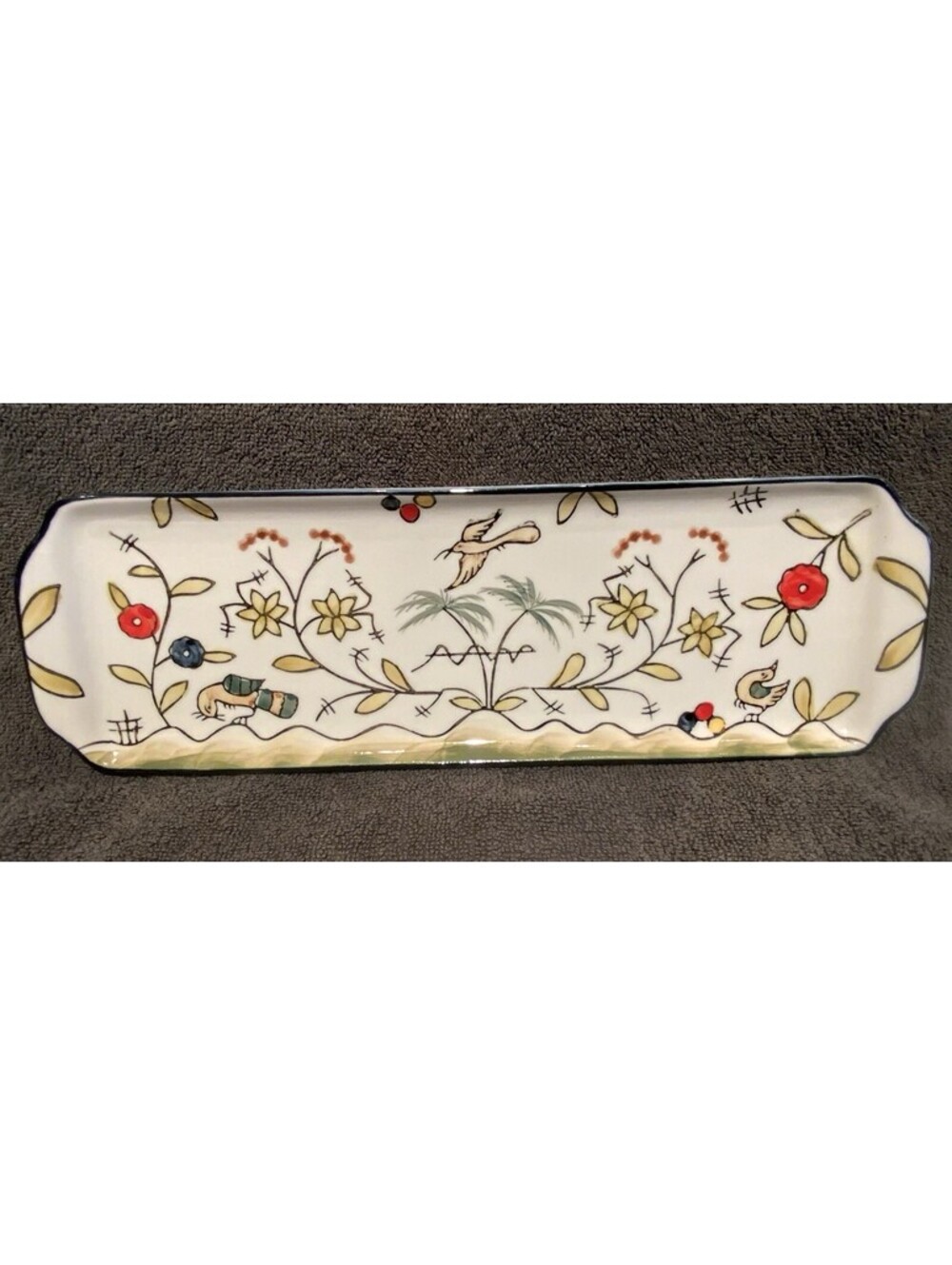 Temp-Tations by Tara Colorful Ceramic Presentable Ovenware 12”L x 4”W Tray.
